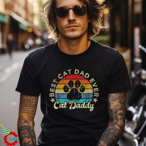 Mens Funny Cat Daddy Cat Father Vintage Best Cat Dad Ever Unisex Shirt