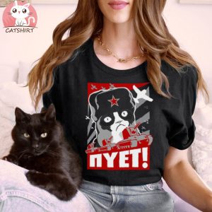 Mens Grumpy Cat Russian NIET NOPE Funny Meme T shirt