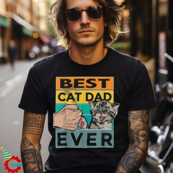 Mens Mens Best Cat Dad Ever Bump Cat Lover Shirt