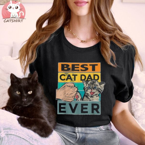 Mens Mens Best Cat Dad Ever Bump Cat Lover Shirt