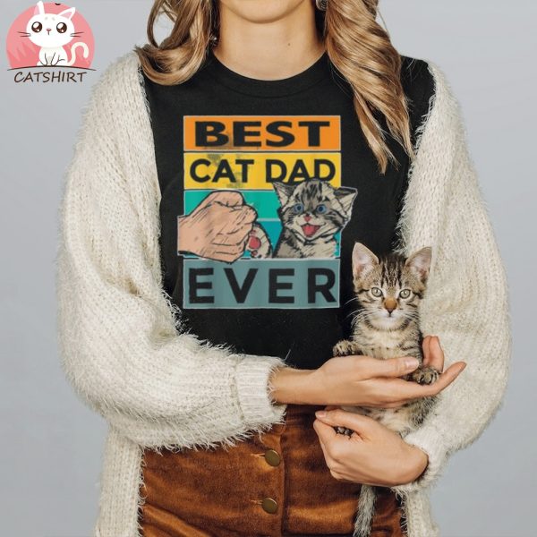 Mens Mens Best Cat Dad Ever Bump Cat Lover Shirt