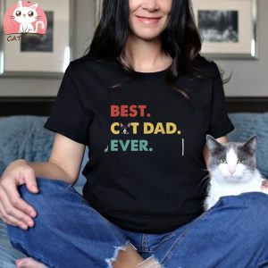 Mens Retro Best Cat Dad Ever Funny Cat Lover Dad Fathers Day Shirt