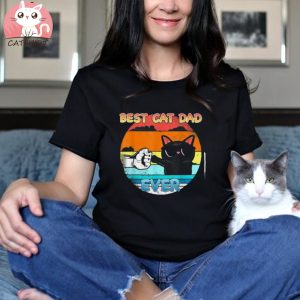 Mens Vintage Cat Best Cat Dad Retro Cat Meow Shirt