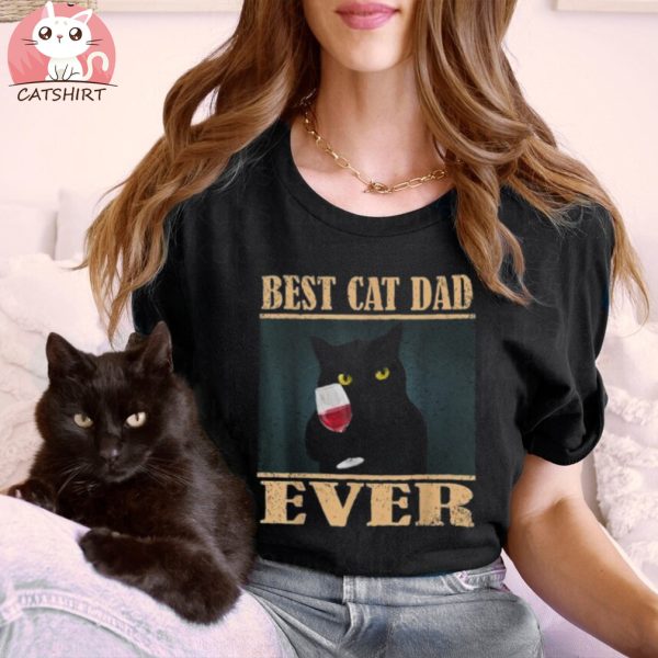 Mens Vintage Retro Best Cat Dad Ever Shirt