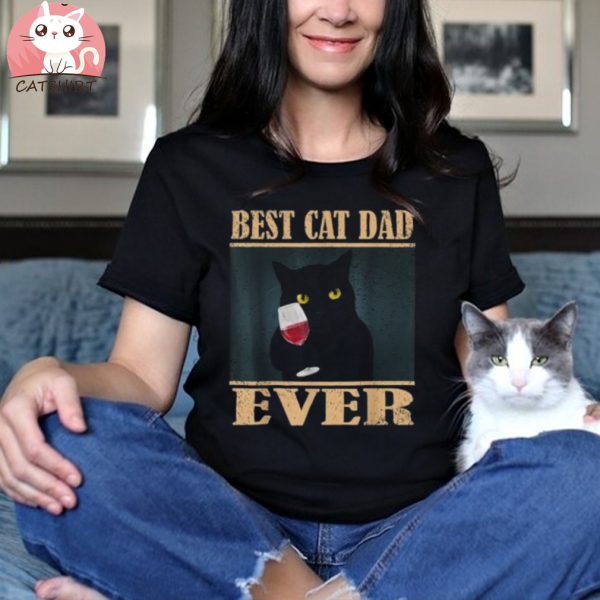 Mens Vintage Retro Best Cat Dad Ever Shirt