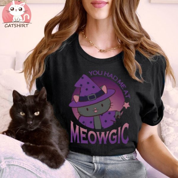 Meowgic Kawaii Black Magic Wizard Cat T shirt