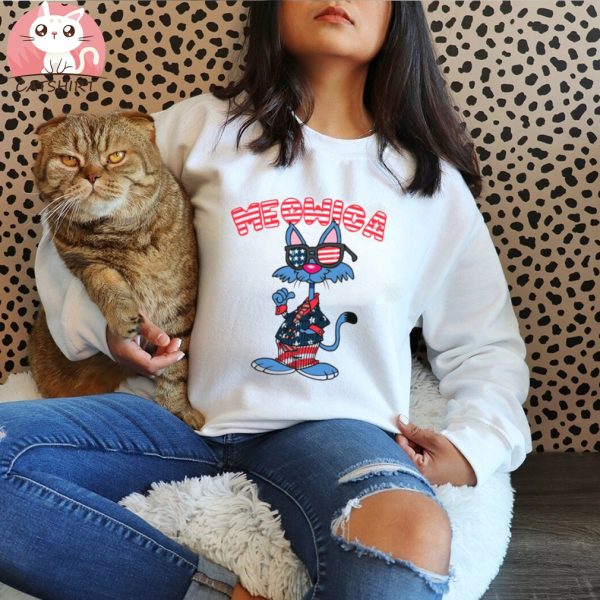 Meowica Usa American Flag Cat T shirt