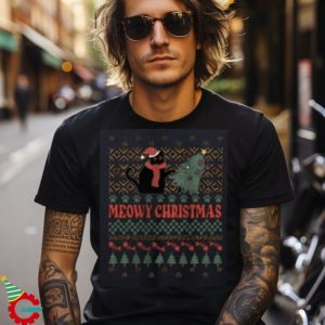 Meowy Christmas Black Cat Ugly Sweater