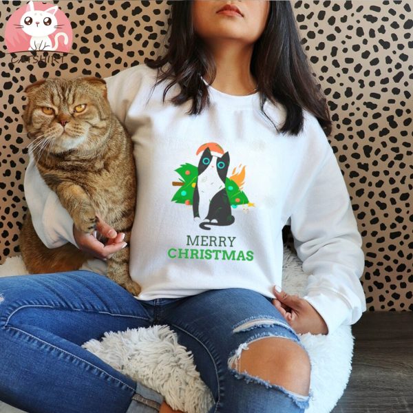 Merry Christmas Cat Unisex T Shirt