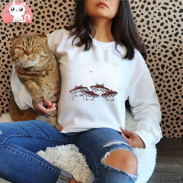 Mushroom Cats Embroidered Tee Shirt