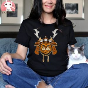 Official Kawaii Reindeer Japanese Style Samurai Cat Anime Special T shirt