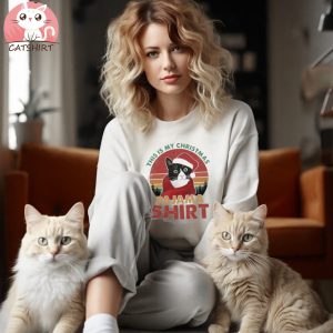 Official Vintage This My Christmas Pajama Cat Lover Shirt