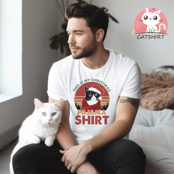 Official Vintage This My Christmas Pajama Cat Lover Shirt