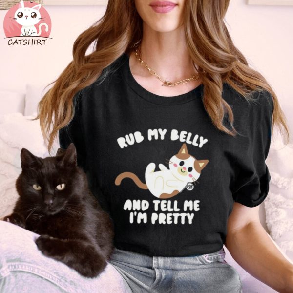 POP FACTORY RUB MY BELLY AND TELL ME I'M PRETTY LADIES BLACK T SHIRT