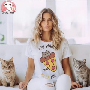 PUSHEEN WANNA PIZZA ME MEN'S HEATHER GREY T SHIRT