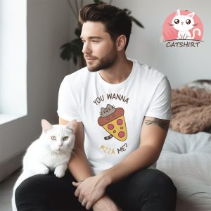 PUSHEEN WANNA PIZZA ME MEN'S HEATHER GREY T SHIRT