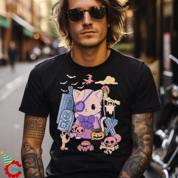 Pastel Goth Evil Pirate Cat Creepy Kawaii Halloween Shirt