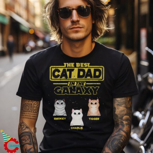 Personalized Best Cat Dad In The Galaxy T Shirt