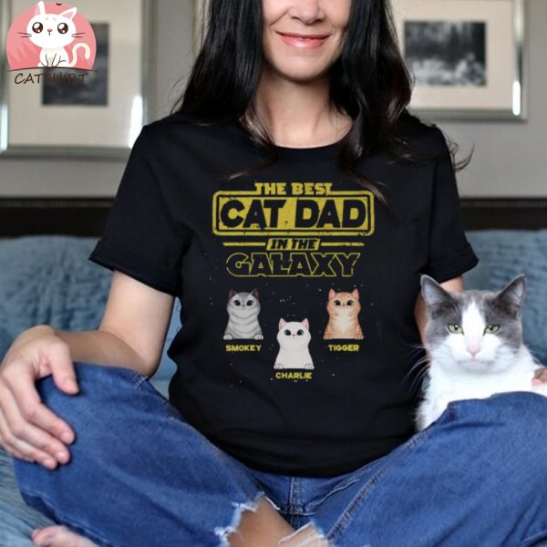 Personalized Best Cat Dad In The Galaxy T Shirt