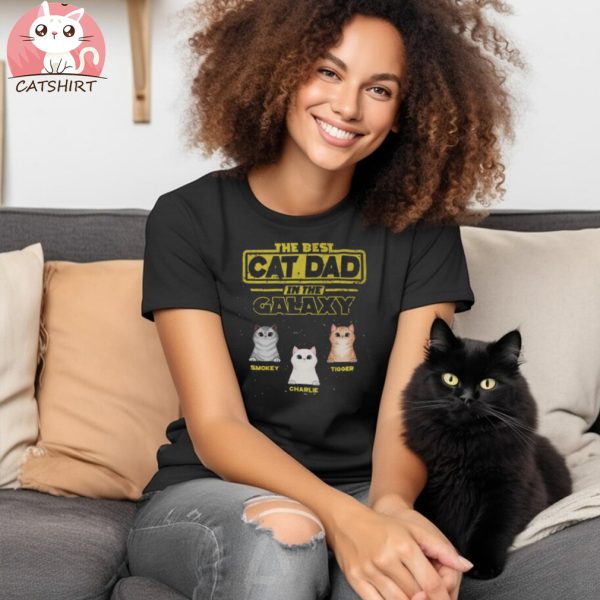 Personalized Best Cat Dad In The Galaxy T Shirt