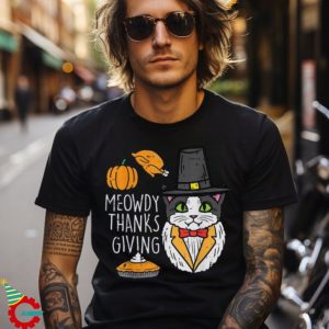 Pilgrim Cat Happy Meowdy Thanksgiving Cute Men Women Kids Shirt