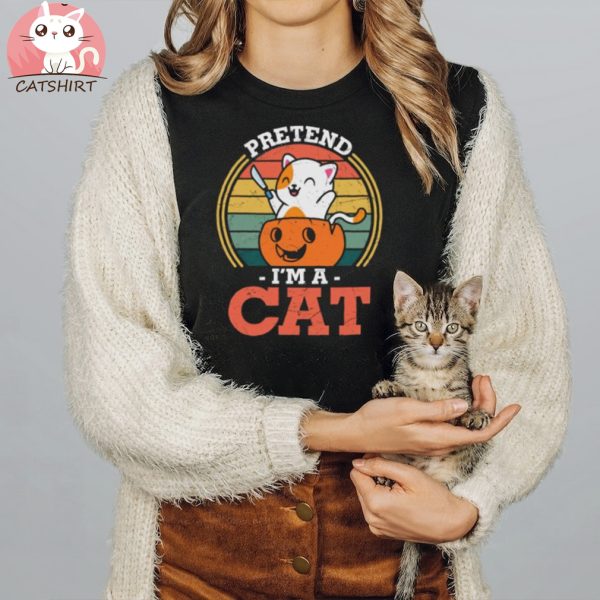 Pretend Im A Cat Pumpkin Vintage Halloween T Shirt