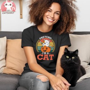 Pretend Im A Cat Pumpkin Vintage Halloween T Shirt