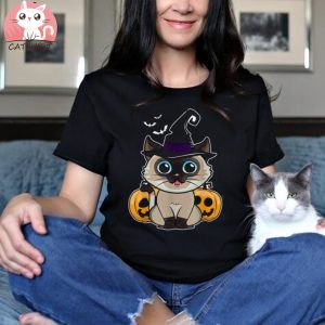 Pumpkin Halloween Cat Witch Cute Kitten Hallow Eve Shirt