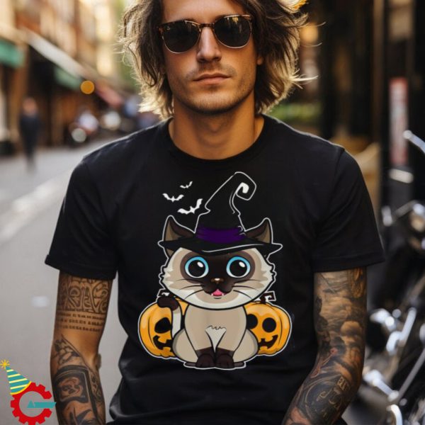 Pumpkin Halloween Cat Witch Cute Kitten Hallow Eve Shirt