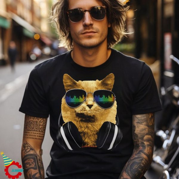 Pussy Kitty Headphones Glasses Dope Funny Shirt