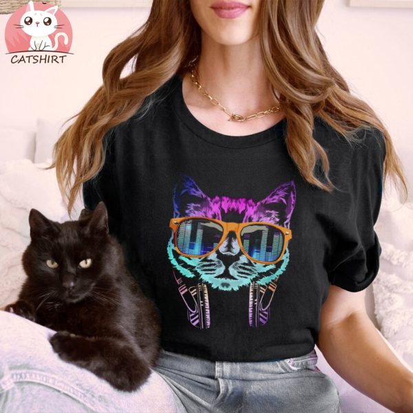 Rainbow DJ Cat T Shirt