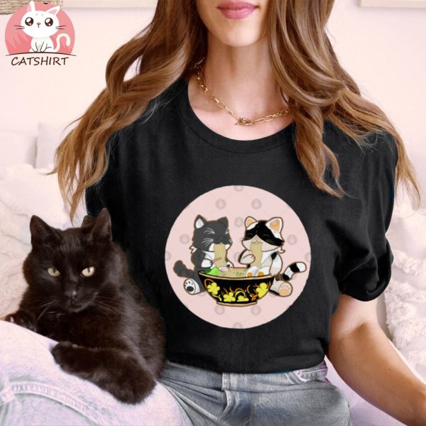 Ramen Cat Anime Kawaii Japanese Gift Kitty Kitten T Shirt