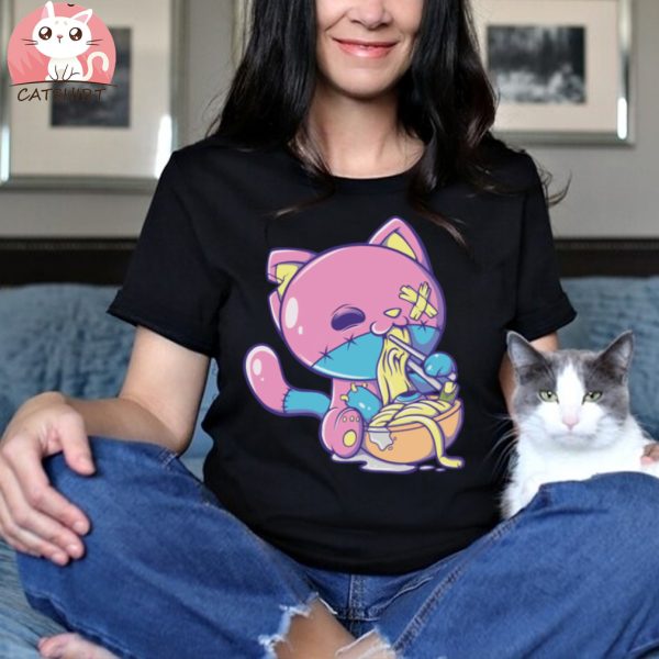 Ramen Cat Creepy Cute Anime Kawaii Aesthetic CC T Shirt