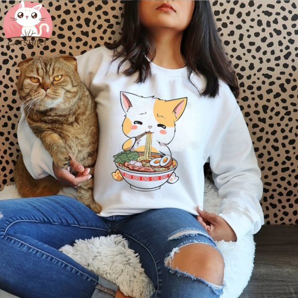 Ramen Cat T Shirt Anime Kawaii Neko Ramen Cute Japanese Noodle Cool Gift Tee shirt