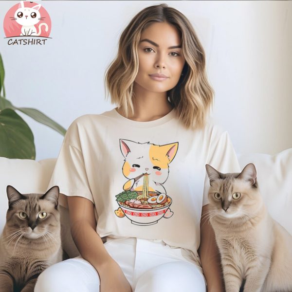 Ramen Cat T Shirt Anime Kawaii Neko Ramen Cute Japanese Noodle Cool Gift Tee shirt