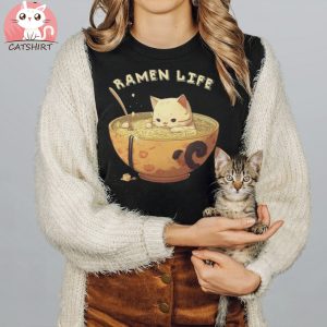 Ramen Life Neko Kawaii kitty Anime T shirt