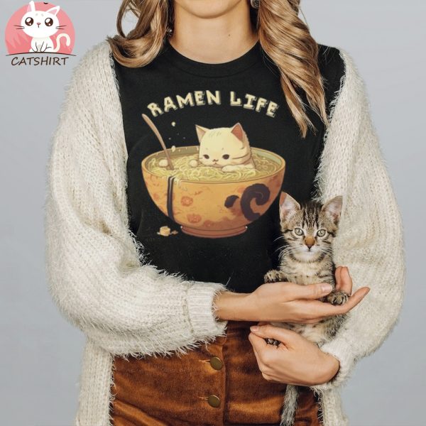 Ramen Life Neko Kawaii kitty Anime T shirt