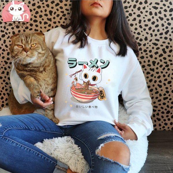 Ramen Tasty Food Neko Cat Japanese Aesthetic T Shirt