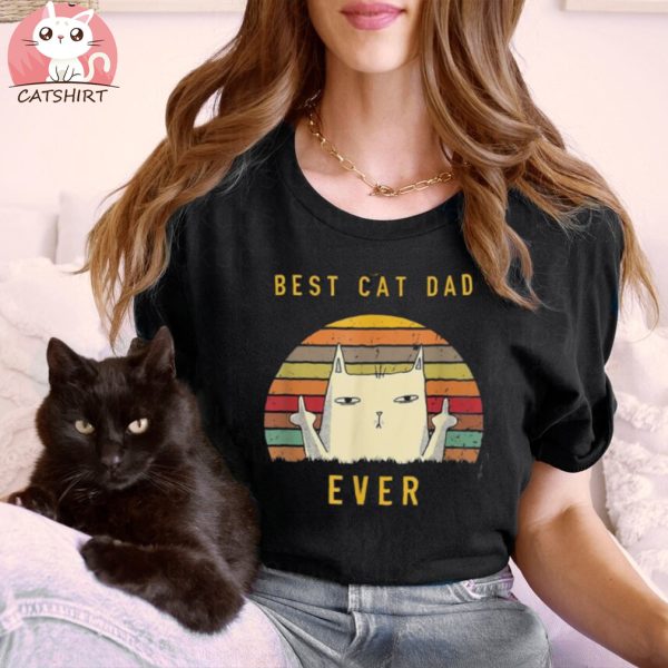 Retro Best Cat Dad Ever Cat Lover Funny Cat Daddy Unisex Shirt