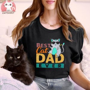 Retro Best Cat Dad Ever Kitty Daddy Man Pet Owner Shirt