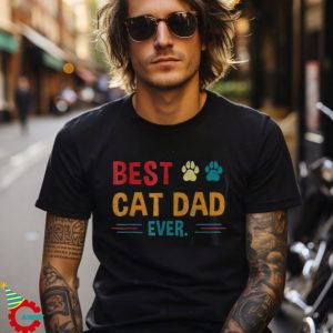 Retro Best Cat Dad Ever Lover Cat Vintage Cat Dad Shirt