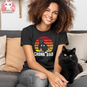 Retro Cat Dad Chonk Meme Funny Cats Jokes Pun Lover Vintage Unisex Shirt