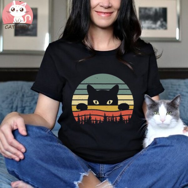 Retro Cat Sweatshirt, Black Cat Sweater