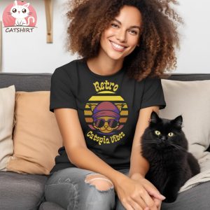 Retro Catopia Vibes Funny Cat Lover Tee Vneck T shirt