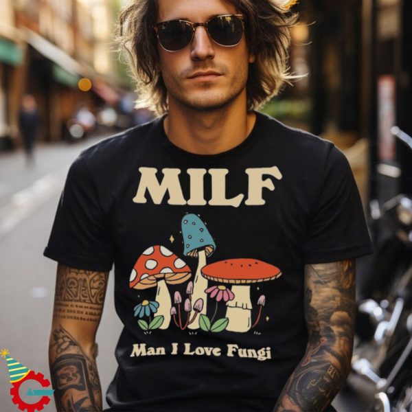 Retro Mushroom Tshirt, Dark Colors Funny MILF Man I Love Fungi Shirt, Cottagecore Shroom Tee, Oversized UNISEX T shirt