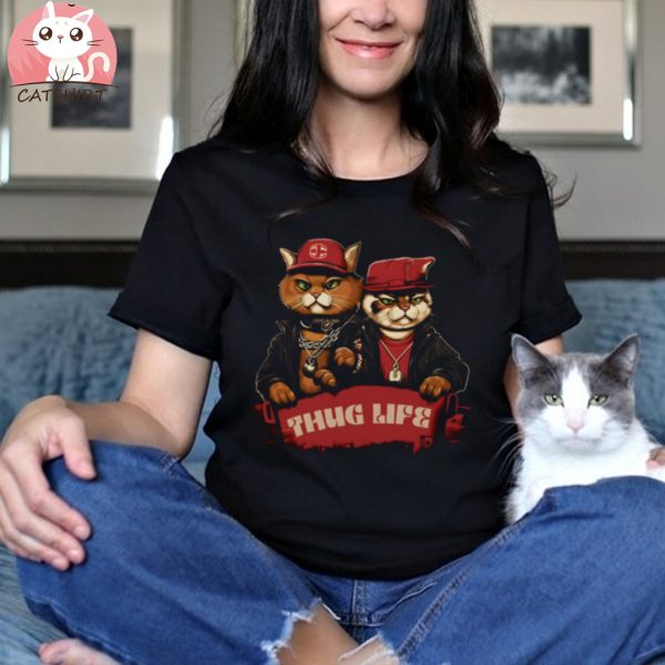 Retro Thug Life Cats Street Vibes And Vintage Charm T shirt