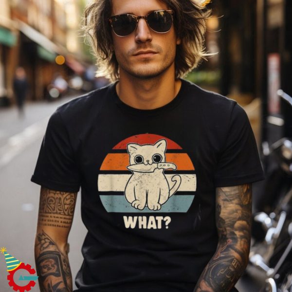 Retro What Cat Knife Meow Kitty Funny Cats Mom And Cat Dad Unisex Shirt