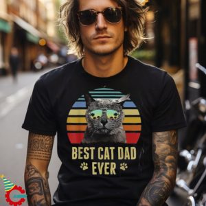 Russian Blue Cat Best Cat Dad Ever Retro Beach Vibe Unisex Shirt