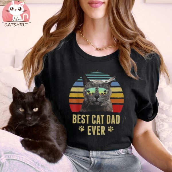 Russian Blue Cat Best Cat Dad Ever Retro Beach Vibe Unisex Shirt