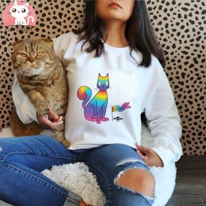 SPOOKY CAT PURRIDE WHITE BOXY SHIRT